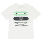 تي شيرت أبيض للأولاد بطبعة لوح التزلج, 1, hi-res