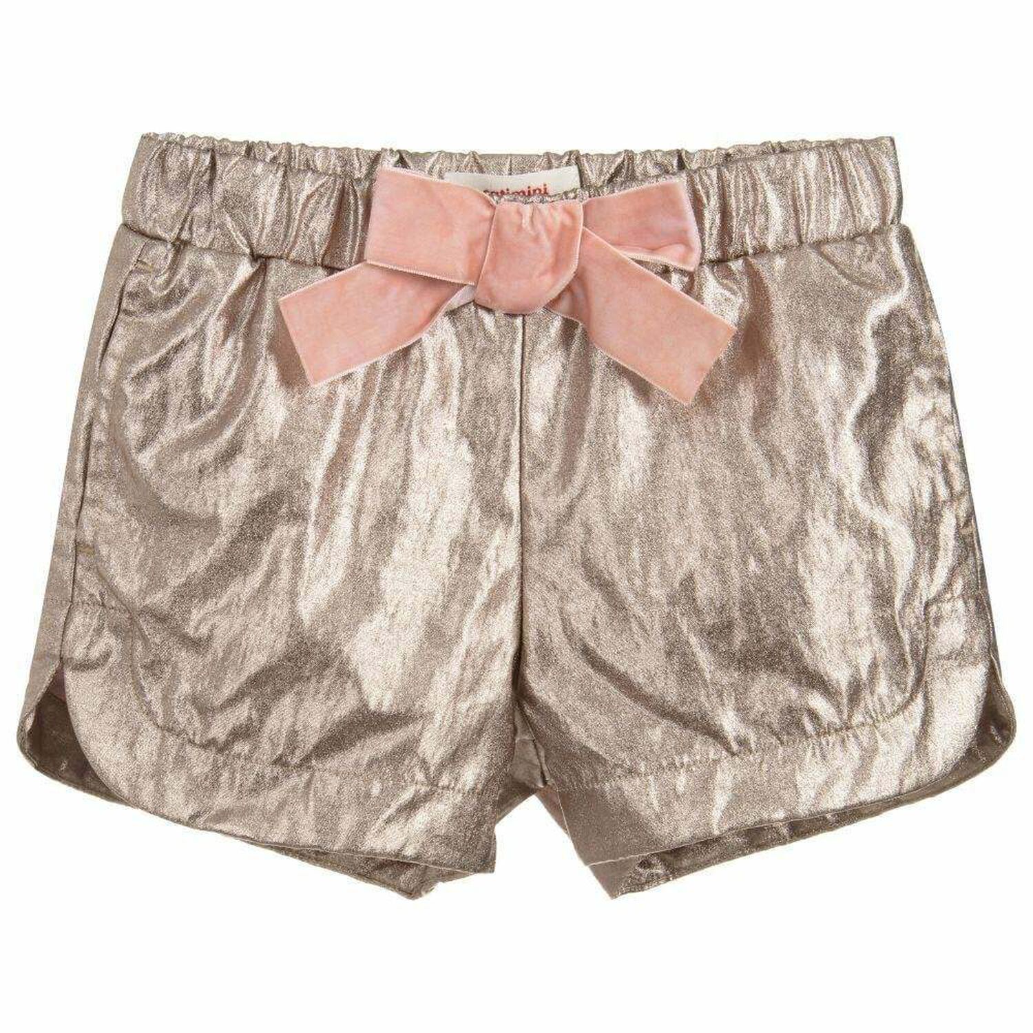 Girls Gold Metallic Shorts, 1, hi-res