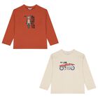 Boys Beige & Orange T-Shirt ( 2pack ), 3, hi-res