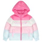 Girls Pink Logo Padded Puffer Jacket, 1, hi-res