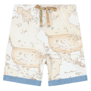 Younger Boys Beige Geo Map Shorts