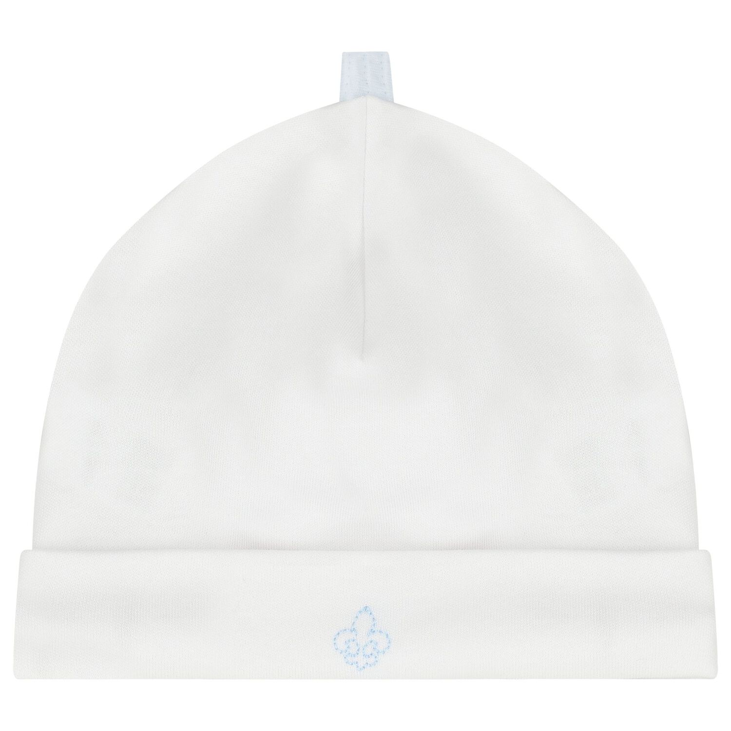 Baby Boys White & Blue Embroidered Blanket & Hat Set, 1, hi-res