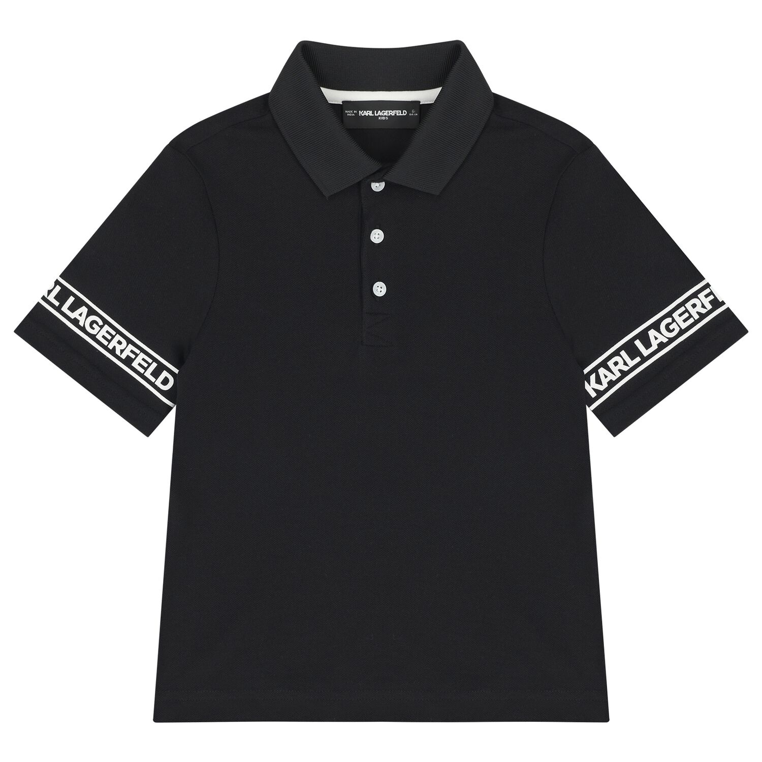 Boys Black Logo Polo Shirt, 2, hi-res