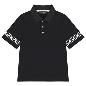 Boys Black Logo Polo Shirt
