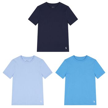 Boys Navy Blue & Blue Logo T-Shirts ( 3-Pack )