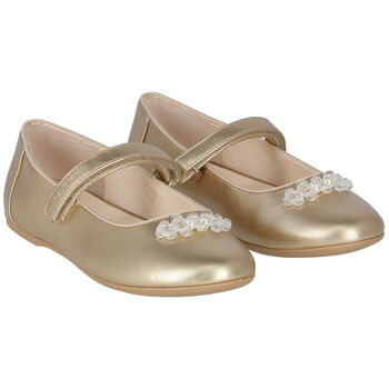 حذاء بنات باليرينا باللون الذهبي