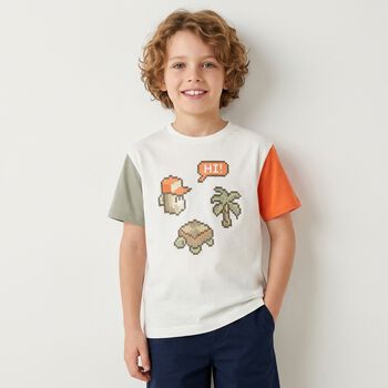 Boys Ivory Pixel T-Shirt 
