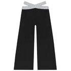 Girls Black & Grey Logo Trousers, 1, hi-res