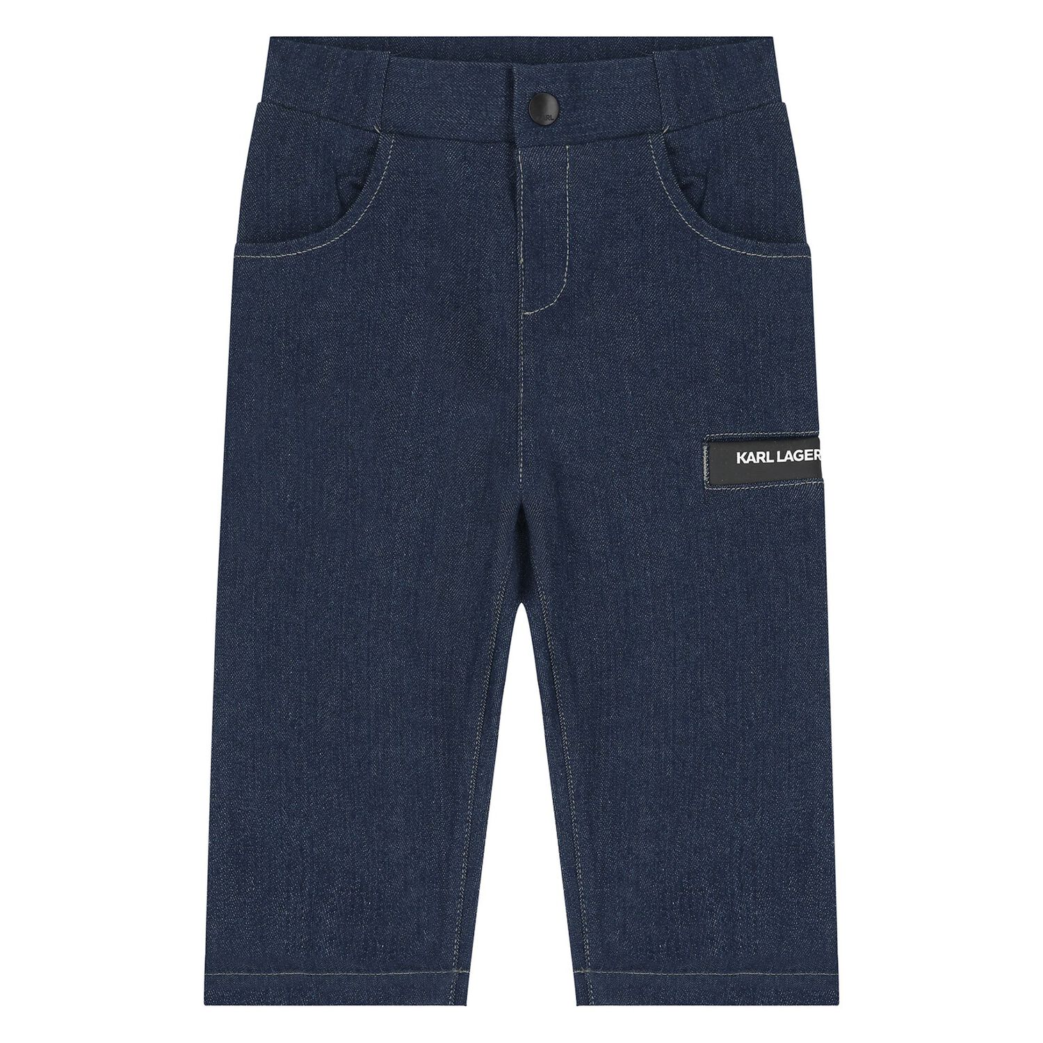 Boys White & Blue Denim Trouser Set, 1, hi-res image number null