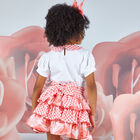 Girls White & Coral Roses Skirt Set, 1, hi-res