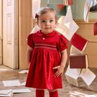 Younger Girls Red Velvet Dress, 1, hi-res