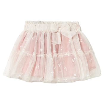Younger Girls Ivory & Pink Tulle Skirt