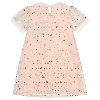 Girls Pink Logo Sequin Dress