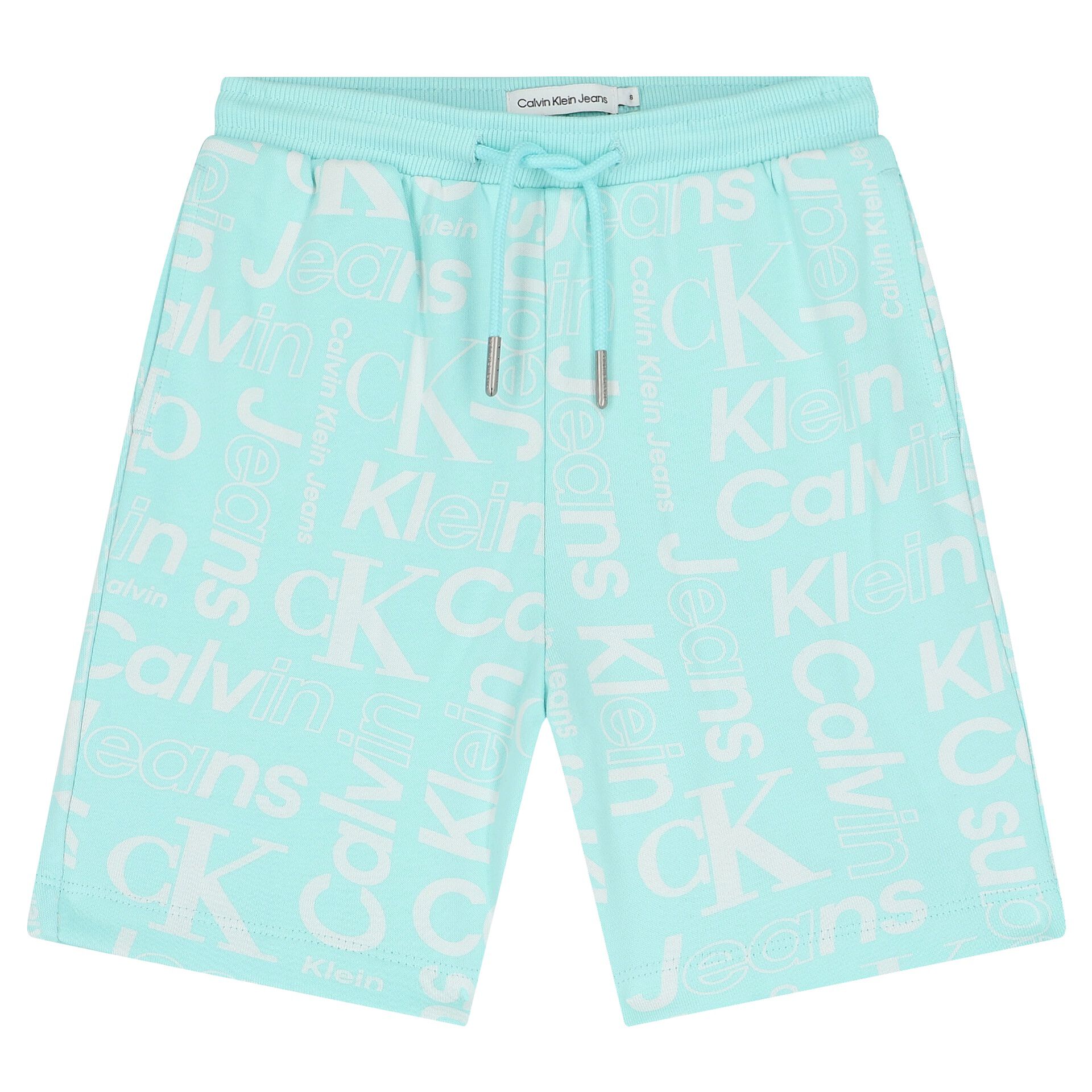 Calvin Klein Boys Aqua White Logo Shorts Junior Couture