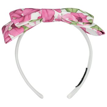 Girls White & Pink Bow Headband