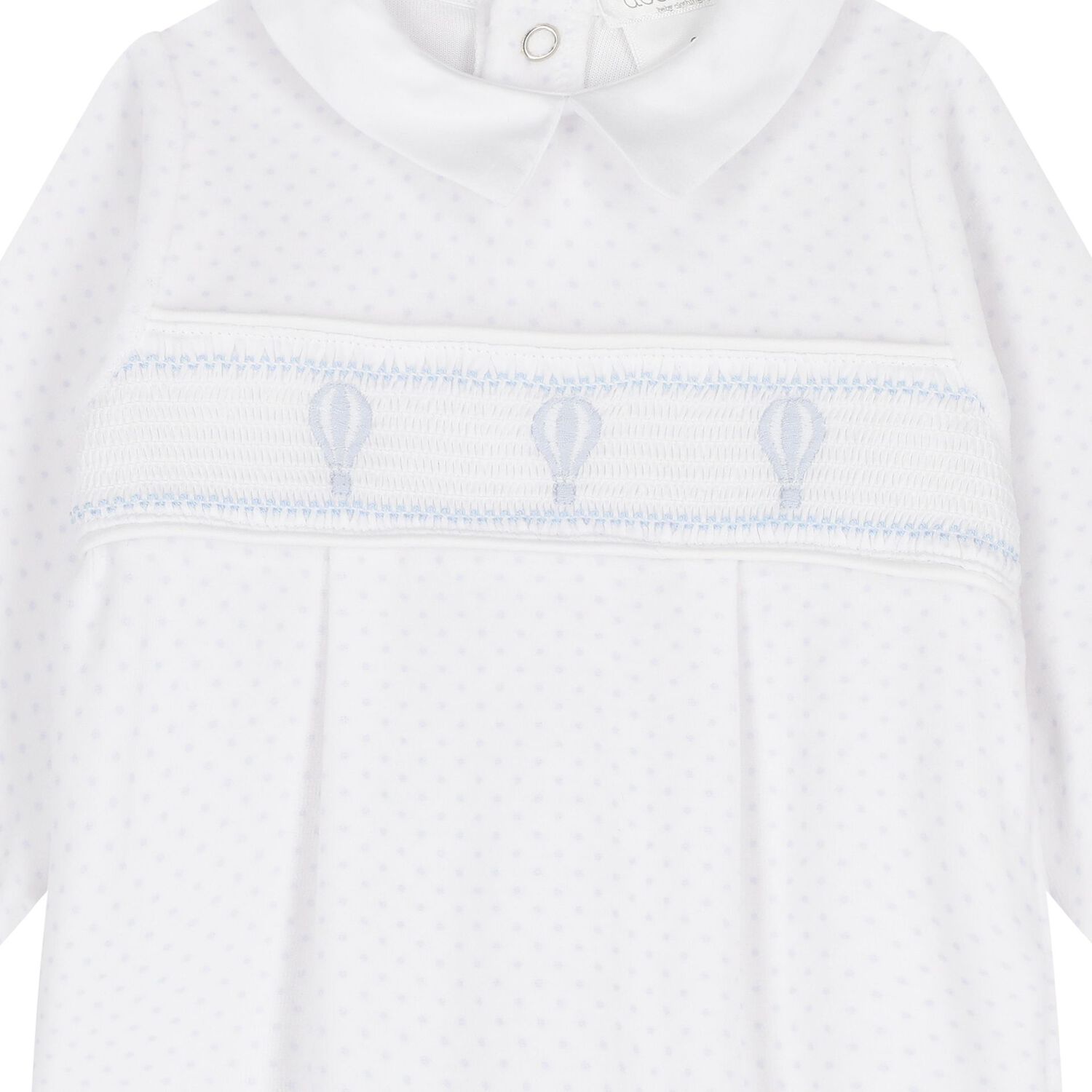 Baby Boys White & Blue Dots Babygrow, 1, hi-res