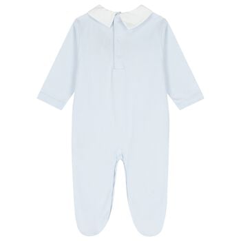 Baby Boys Blue Giraffe Laugh Babygrow