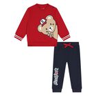 Younger Boys Red & Navy Blue Tracksuit, 2, hi-res