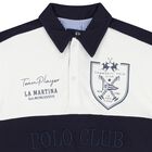 Boys White & Navy Blue Logo Polo Shirt, 1, hi-res
