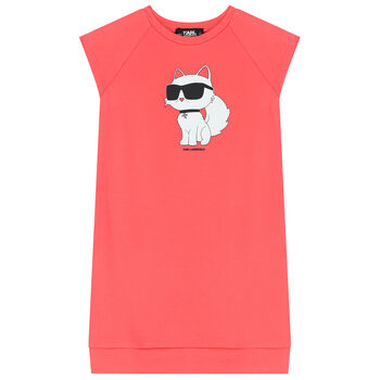 Girls Coral Choupette Logo Dress