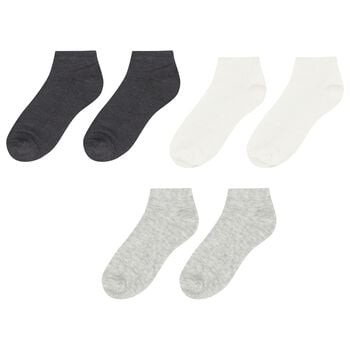 Boys Grey & White Socks (3 Pack) 