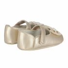 حذاء قبل المشى بالزهور باللون الذهبى للبنات, 1, hi-res