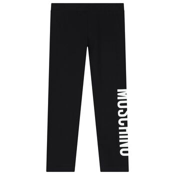Girls Black Logo Leggings