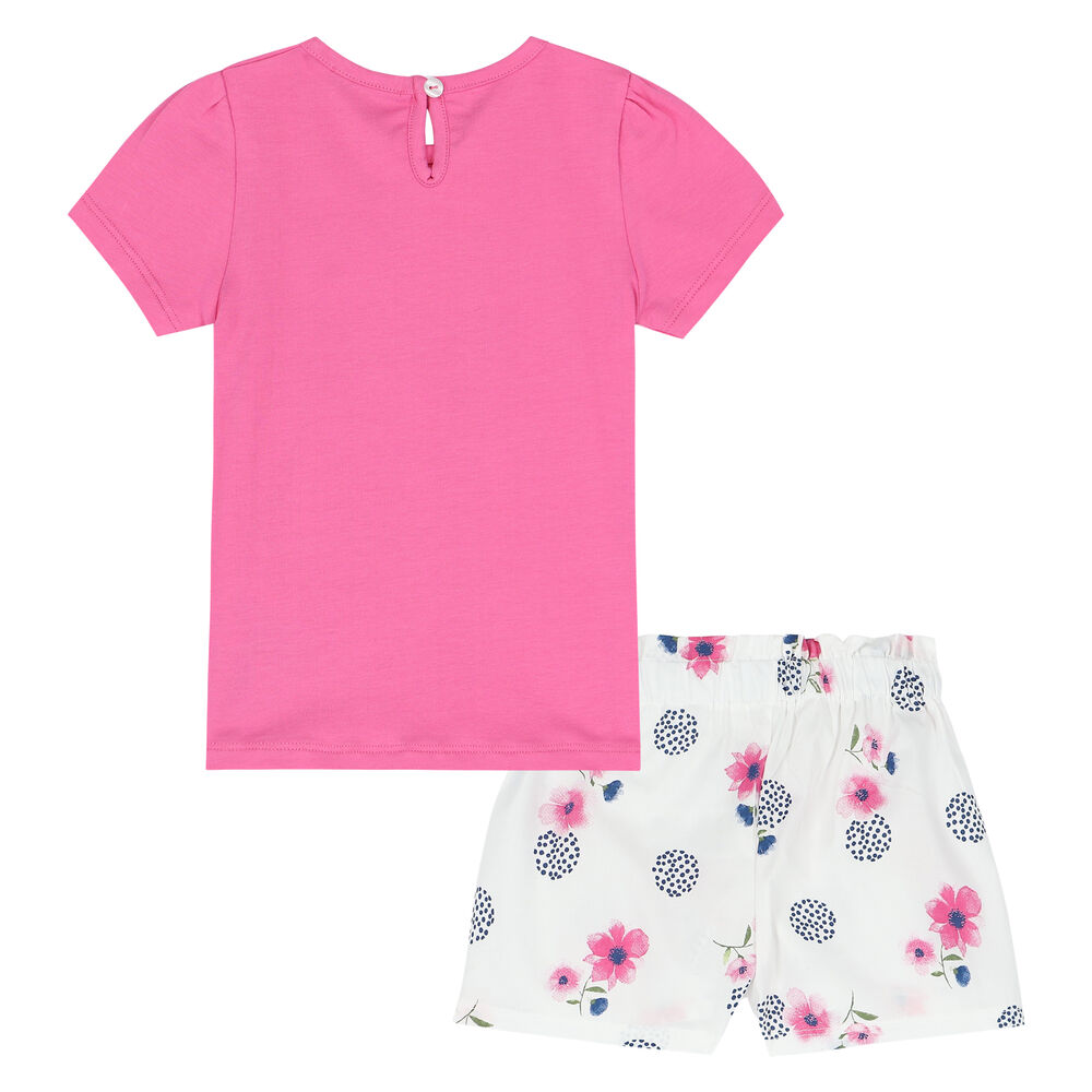 EMC Girls Pink & White Floral Shorts Set Junior Couture