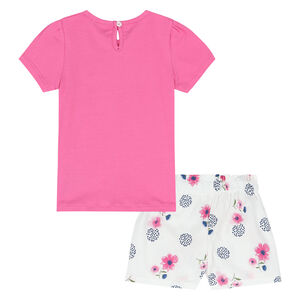 Girls Pink & White Floral Shorts Set
