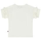 Younger Girls Ivory & Gold Logo Heart T-Shirt, 1, hi-res