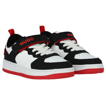 Boys Black & White Logo Trainers