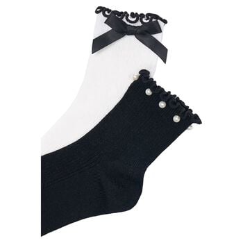 Girls White & Black Socks ( 2-Pack ) 