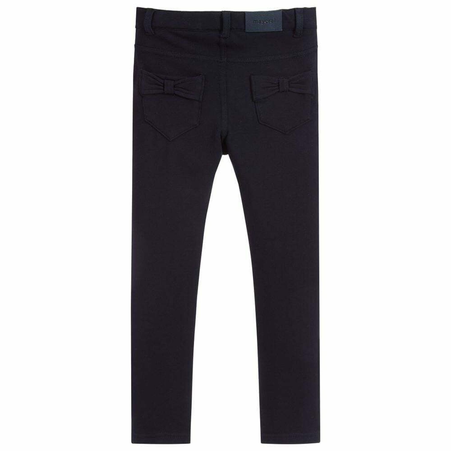 Girls Navy Blue Jersey Trousers, 1, hi-res