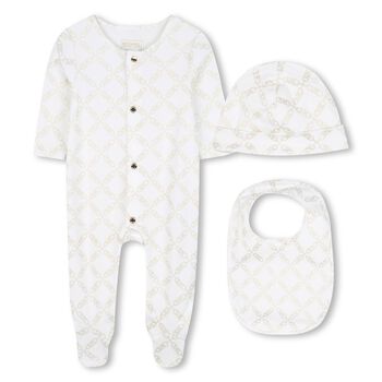 Baby Girls Ivory & Gold Logo Babygrow Gift Set