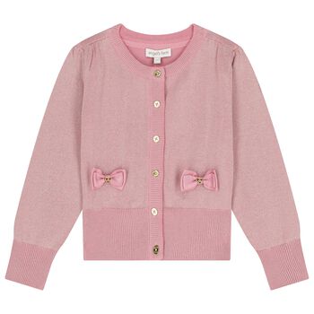 Girls Pink Bow Cardigan
