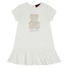 Younger Girls Ivory Faux Fur Teddy Bear Dress, 1, hi-res