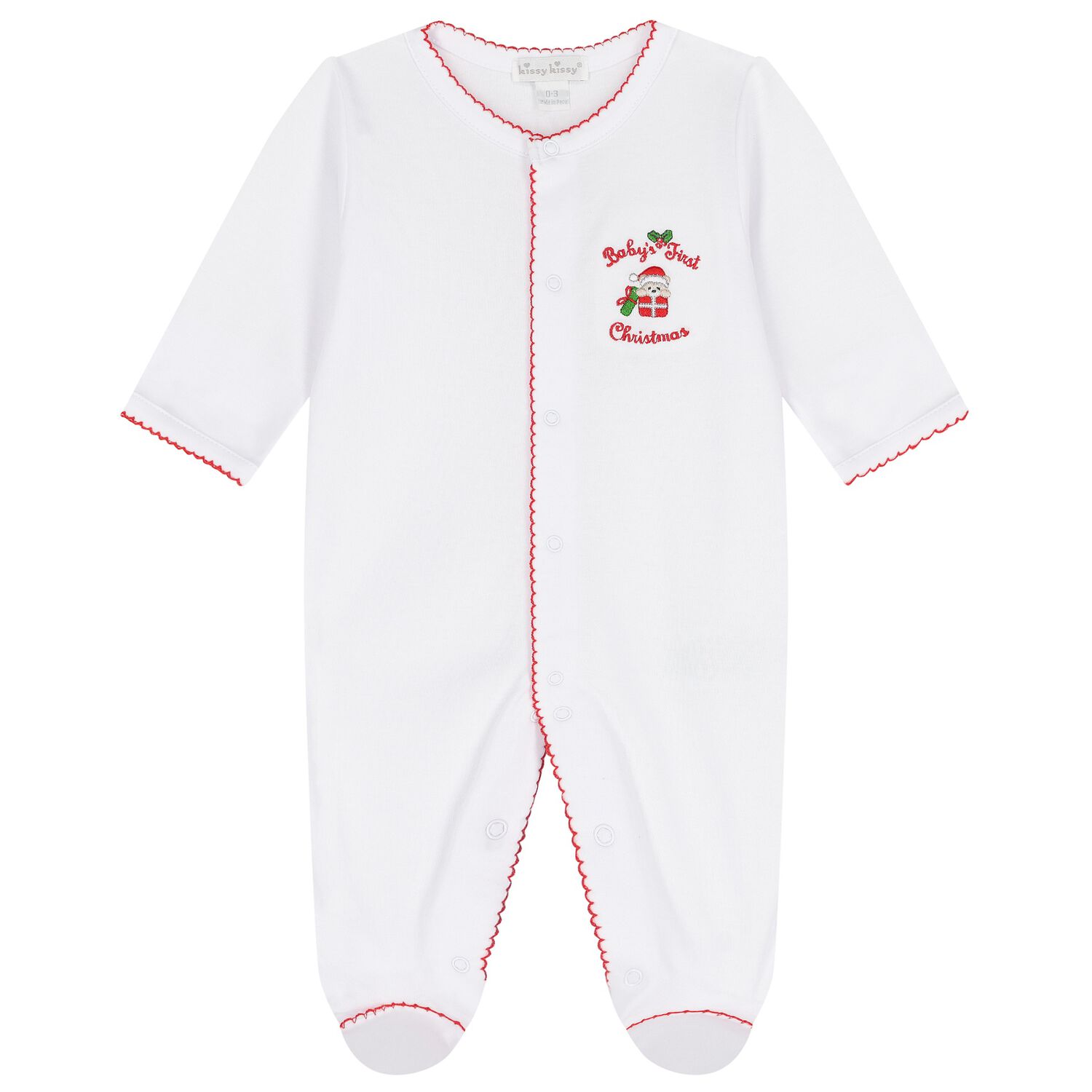 White & Red First Christmas Babygrow, 1, hi-res