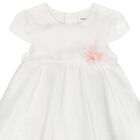 Baby Girls White Flower Satin Dress Set, 1, hi-res