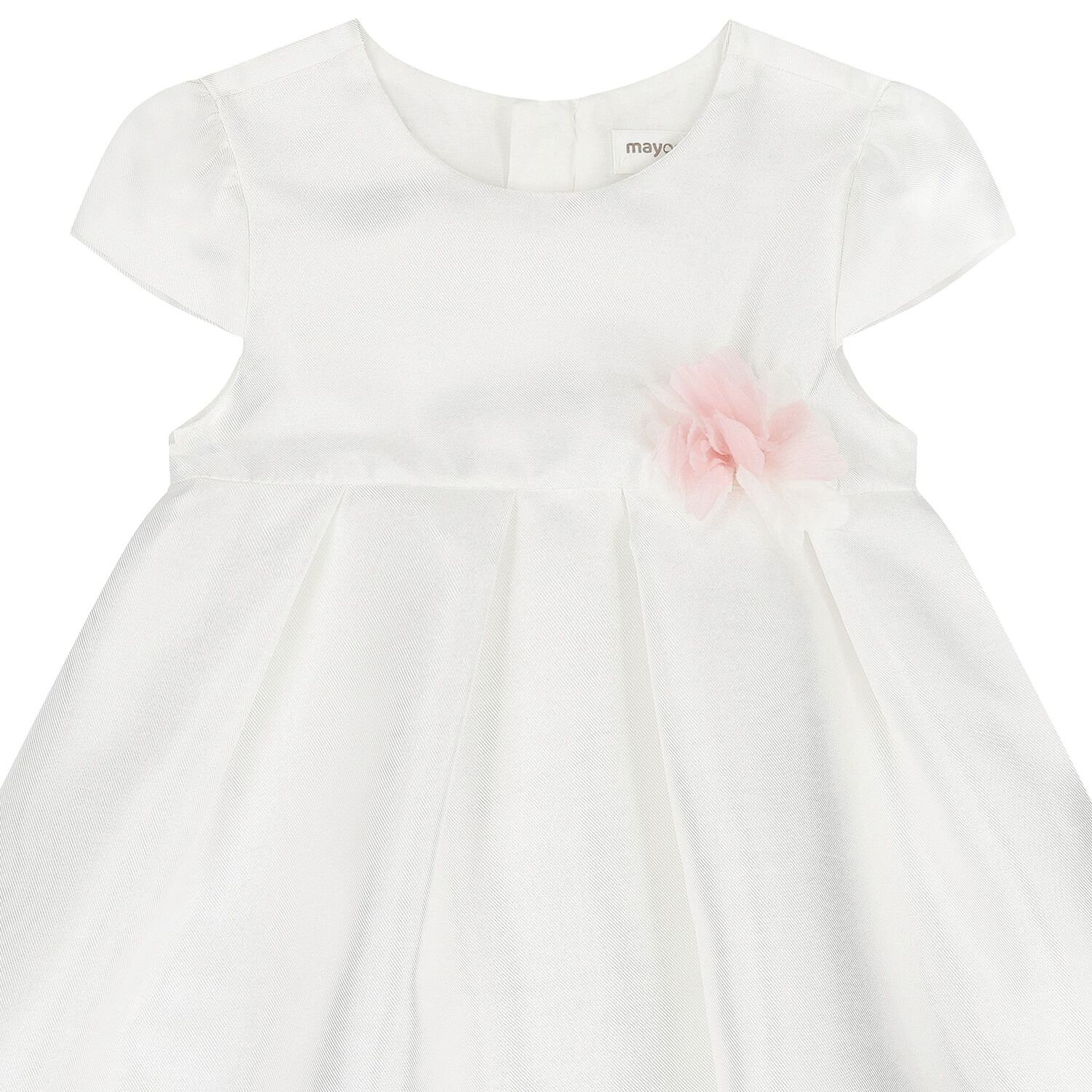 Baby Girls White Flower Satin Dress Set, 1, hi-res image number null