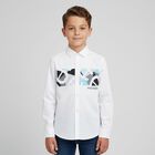 Boys White Logo Shirt, 1, hi-res