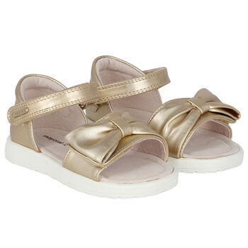 Younger Girls Gold Bow Sandals