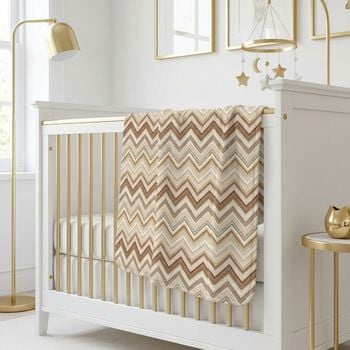 Beige & Brown Zig Zag Baby Blanket
