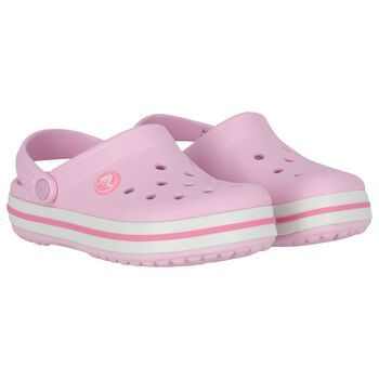 Girls Pink Crocband Clog Sandals