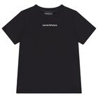 Boys Black Logo T-Shirt, 4, hi-res