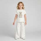 Girls Ivory Teddy Bear Logo T-Shirt, 1, hi-res