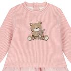 Baby Girls Pink Knit & Tulle Bear Dress, 2, hi-res