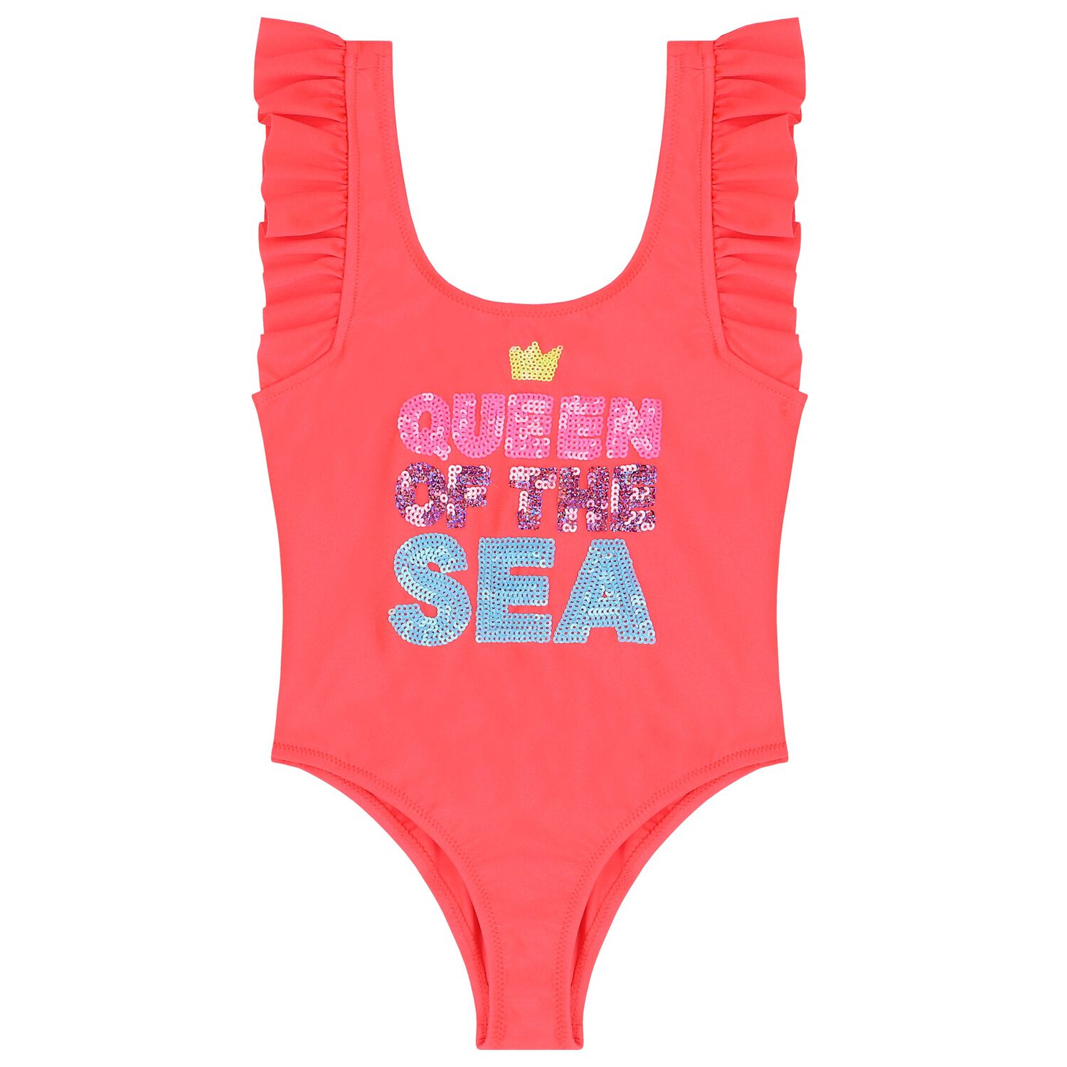 مايوه بنات ترتر باللون المرجاني, 1, hi-res