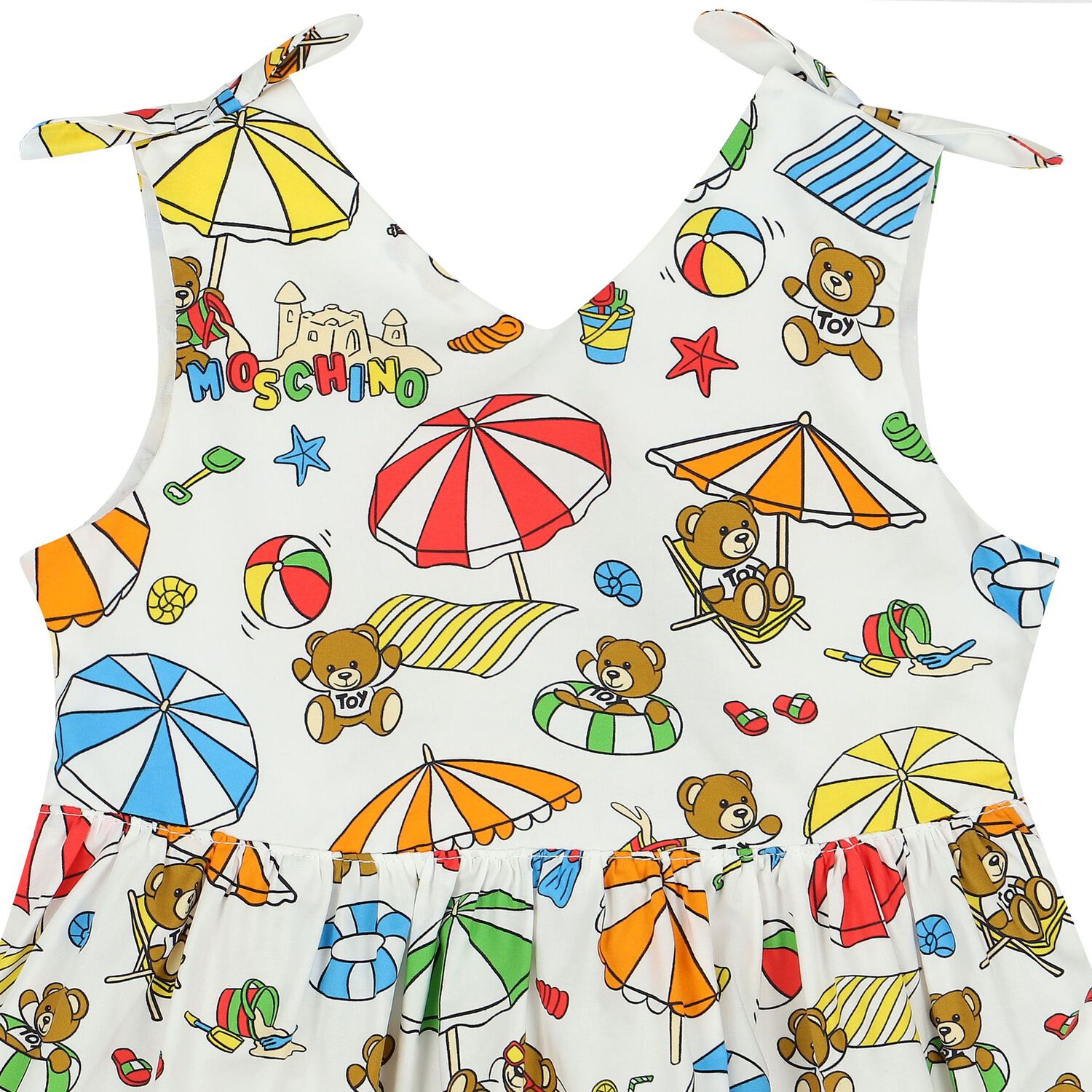 فستان بنات بشعار تيدي باللون الأبيض , 1, hi-res