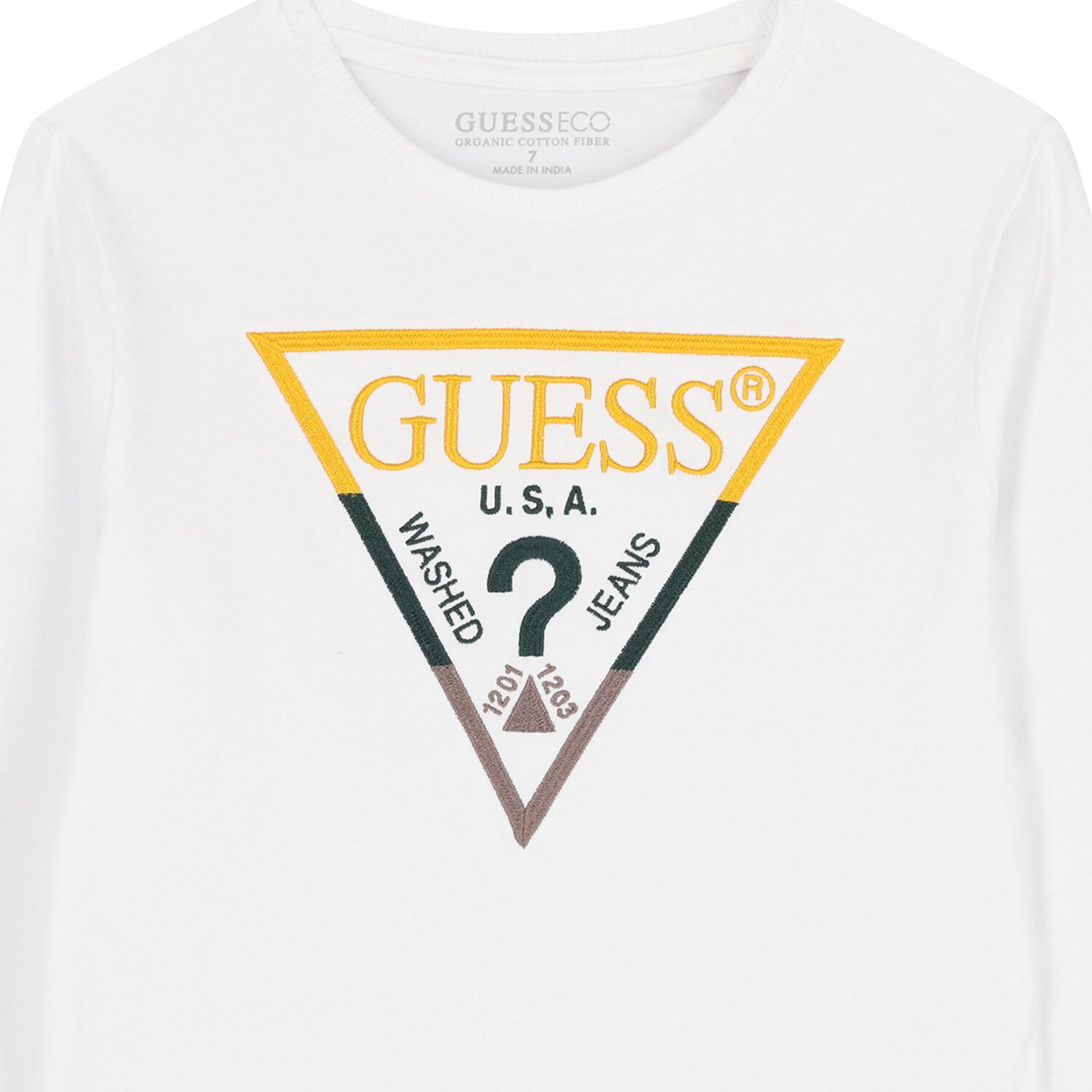 Boys White Logo Long Sleeve Top , 1, hi-res