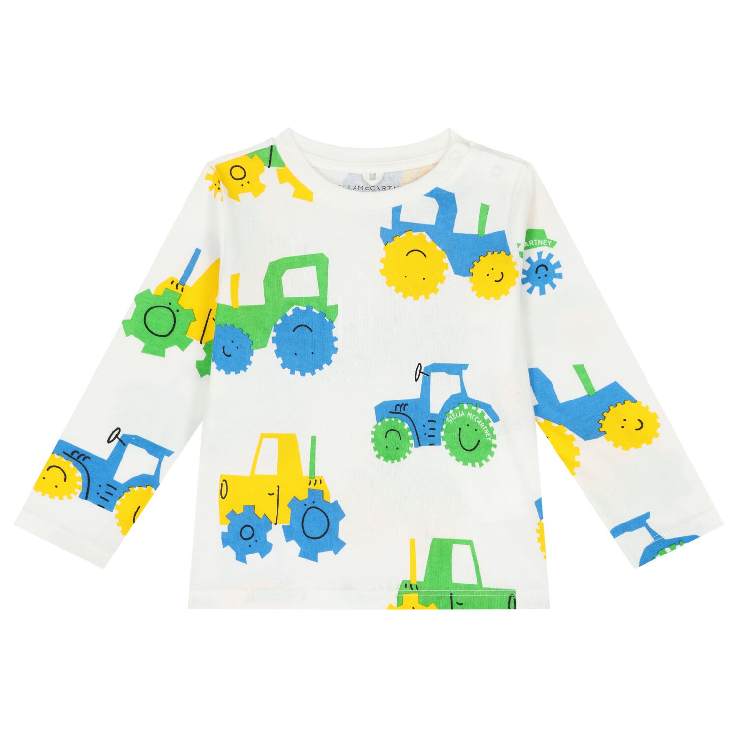 Younger Boys White Tractor Logo Long Sleeve Top, 1, hi-res image number null